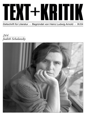 cover image of TEXT + KRITIK 244--Judith Schalansky